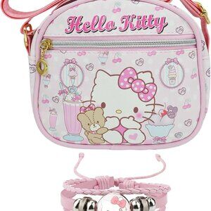 Cute Kitty Cat Crossbody Bag with Adjustable Shoulder Strap and Bracelet Charm H
